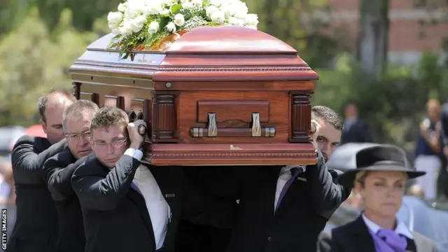 Phillip Hughes' casket arrives ahead of the Funeral Service in Macksville