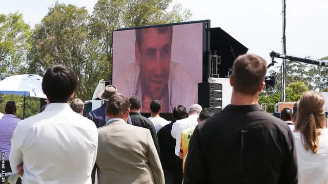 Phillip Hughes funeral on big screen