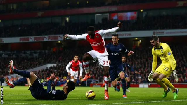 Danny Welbeck backheels a shot