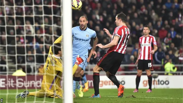 Pablo Zabaleta scores for Manchester City against Sunderland