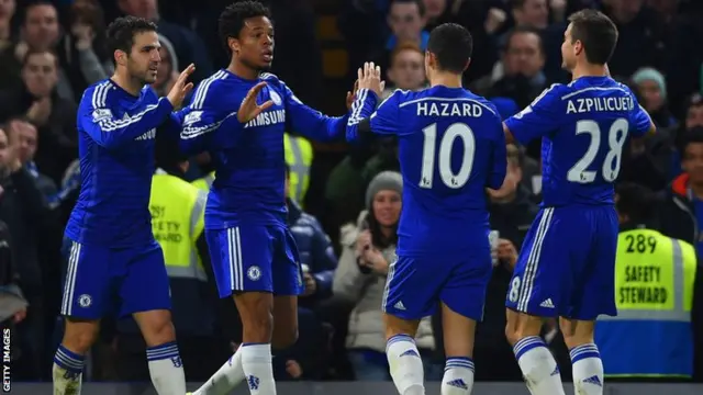 Chelsea celebrate after Loic Remy's goal