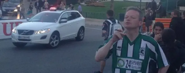 Jeff Young in his Blyth shirt at the Monaco grand prix