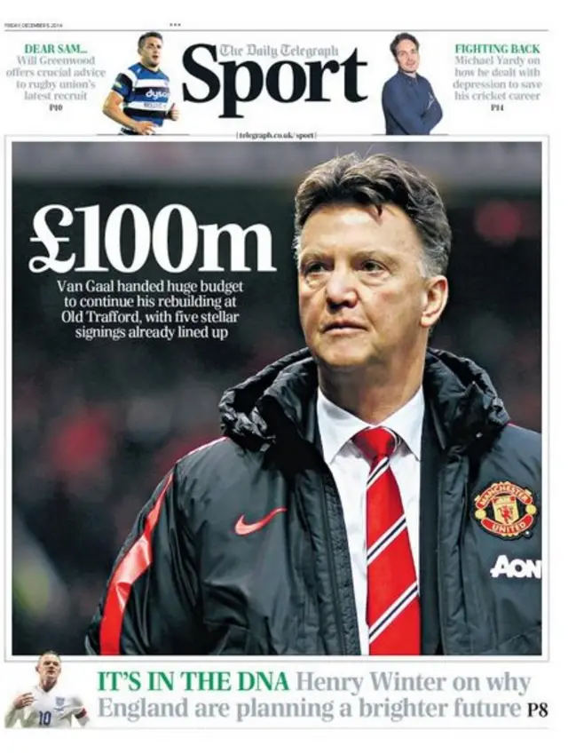 Friday's Telegraph back page