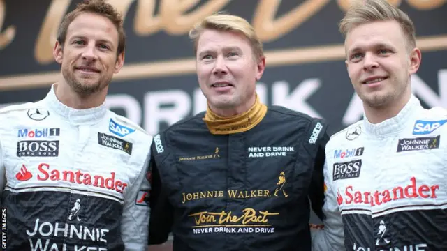 Jenson Button, Mika Haikkenen and Kevin Magnussen