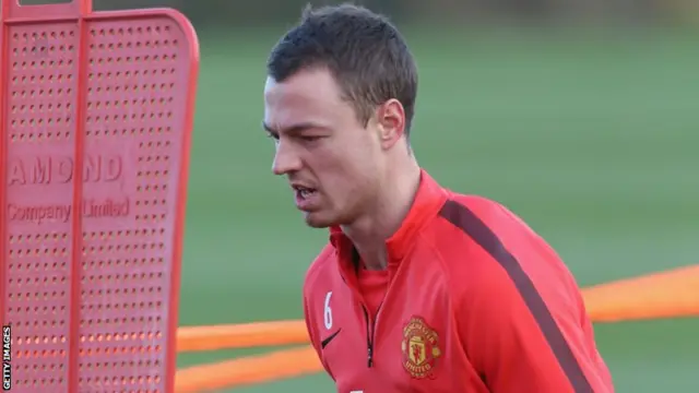 Manchester United dfender Jonny Evans in training