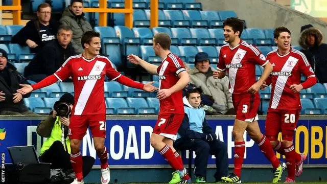 Middlesbrough's Jelle Vossen celebrates scoring against Millwall