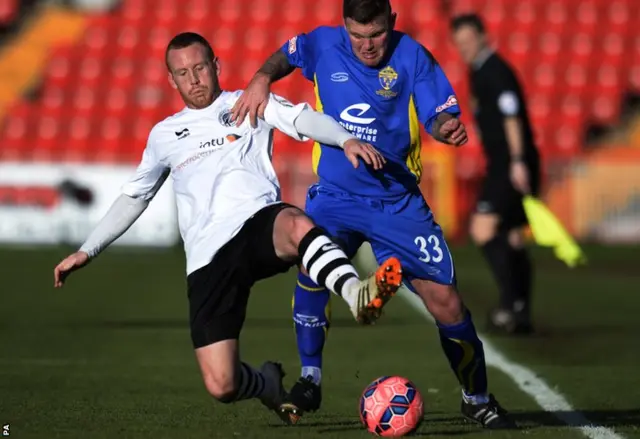 Gateshead's Matty Pattison and Warrington's Matthew Doughty during the FA Cup Second Round match