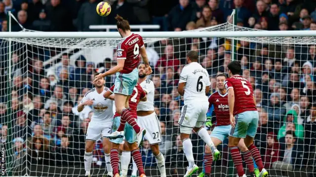 Andy Carroll gives West Ham the lead