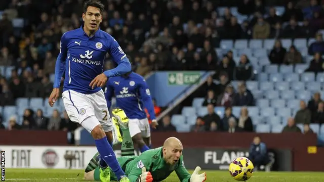 Leonardo Ulloa scores the opening goal