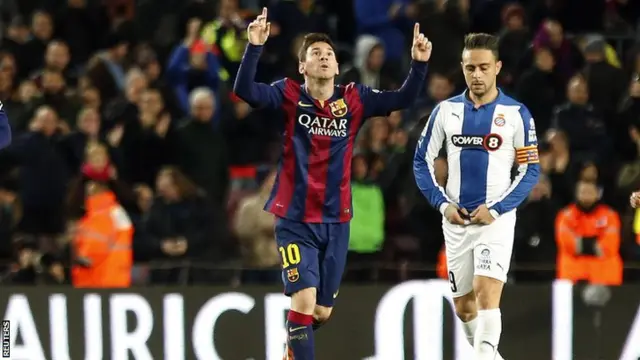 Lionel Messi celebrating his second goal