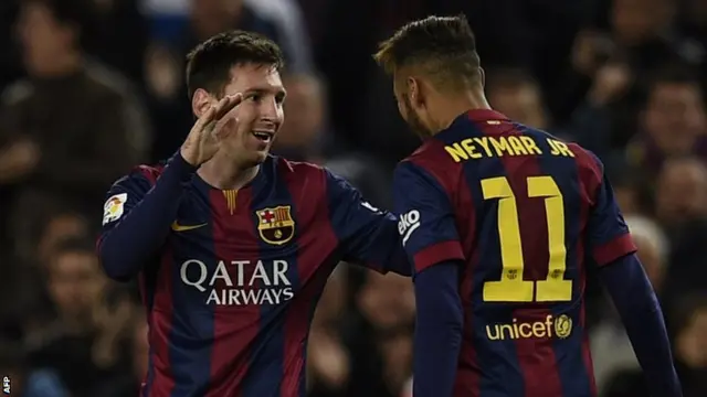 Messi and Neymar celebrate