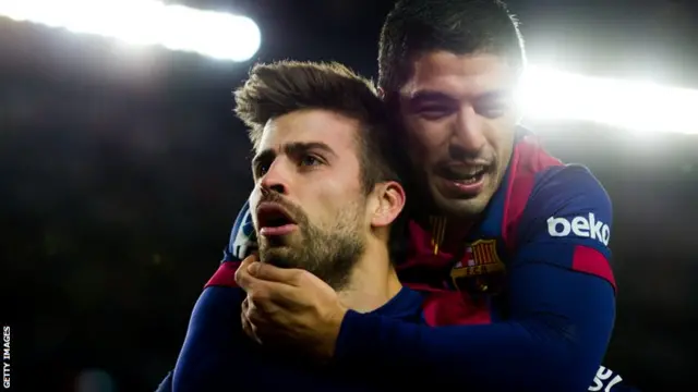 Gerard Pique and Luis Suarez