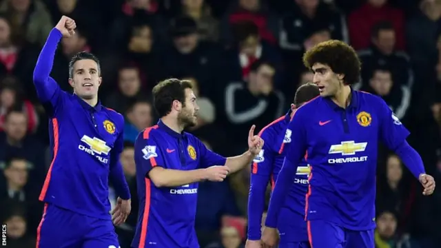 Manchester United striker Robin van Persie celebrates