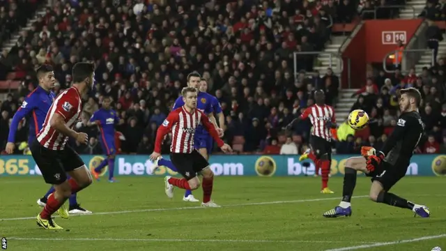 David De Gea saves from Shane Long