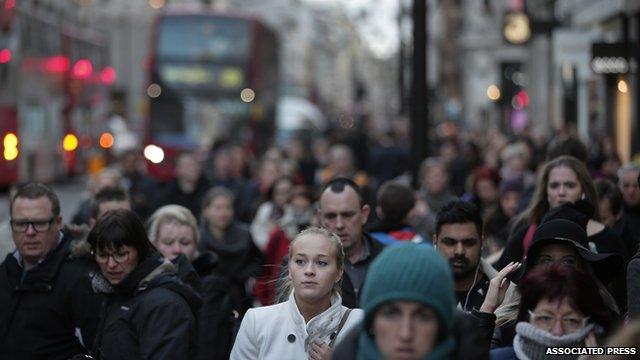 People walking along the streets of London