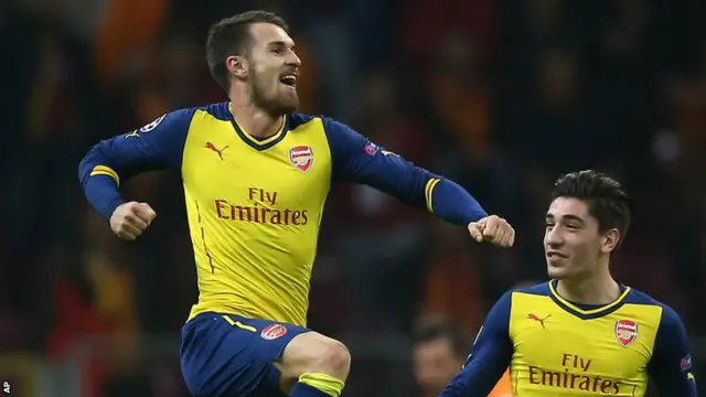 Aaron Ramsey celebrates his second goal