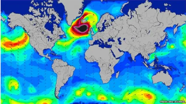 Map of biggest waves