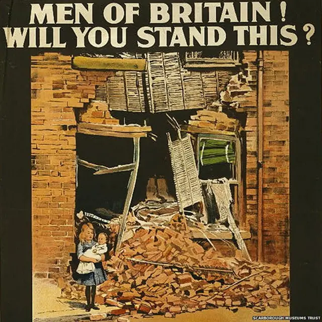 Scarborough Museums Trust of a poster encouraging men to enlist after the 1914 German bombardment of Scarborough