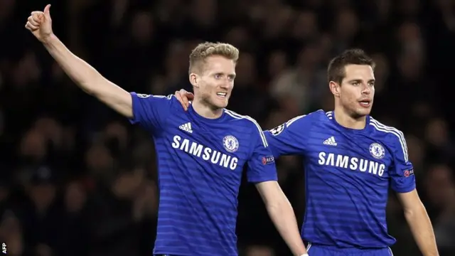 Andre Schurrle celebrates for Chelsea