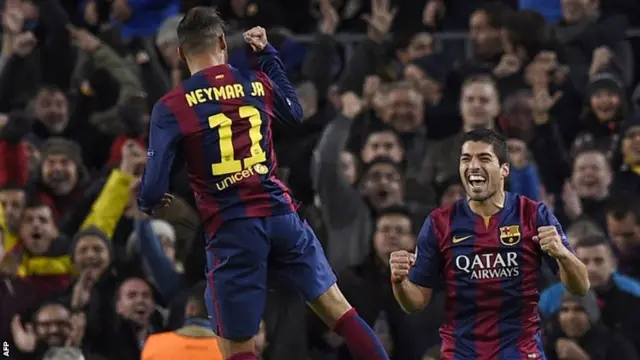 Neymar scores for Barcelona against Paris St-Germain