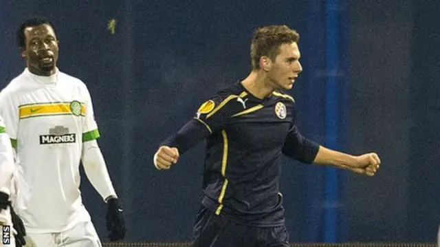 Marko Pjaca celebrates for Zagreb