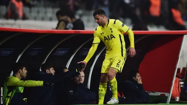 Kyle Walker in action for Tottenham against Besiktas