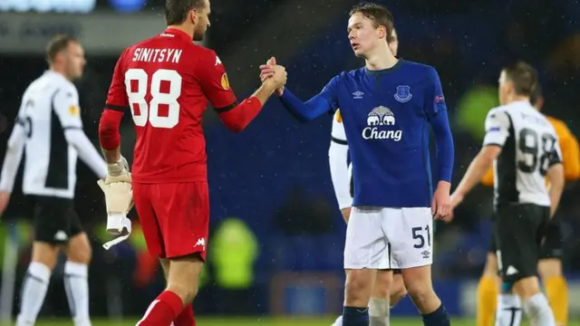 Everton players at full-time