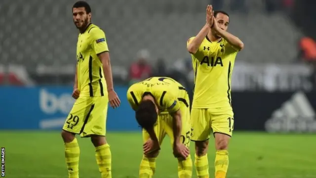 Tottenham players after last night's defeat in Besiktas