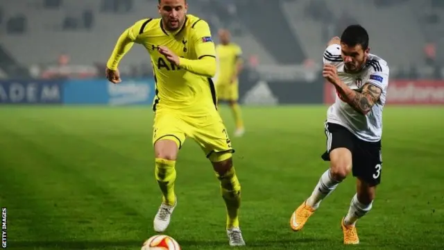 Kyle Walker playing for Spurs in Besiktas