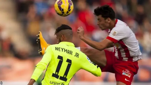 Almeria v Barcelona action shot