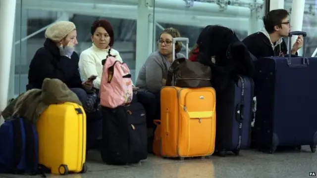 Delayed passengers at Stansted