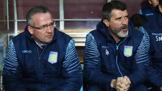 Villa boss Paul Lambert (left) with Roy Keane