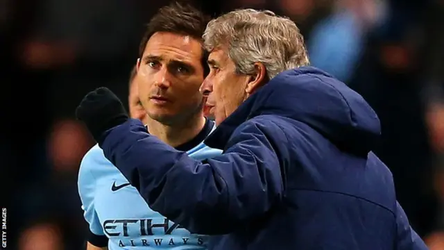 Manchester City manager Manuel Pellegrini (right) and Frank Lampard