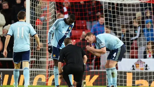 West Ham remonstrate with the referee