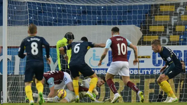 Ashley Barnes misses an attempt for Burnley