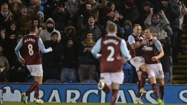 Burnley celebrate Ashley Barnes goal