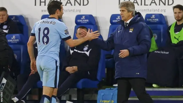 Frank Lampard is substitued by Manuel Pellegrini