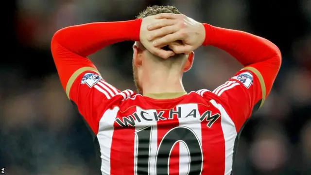 Sunderland's Connor Wickham reacts after missing a chance to score against West Ham