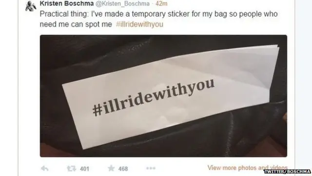 Bag with message of support on it