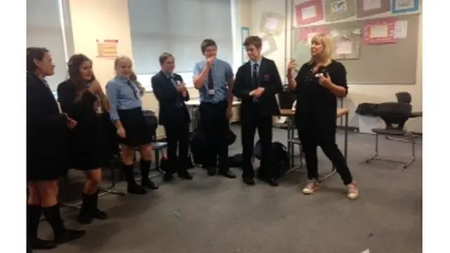 Students from Dyke House School with poet Kate Fox