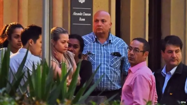 Relatives of the hostages from the siege gather in Sydney (16 December 2014)