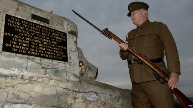 Heugh Gun Battery volunteer Gerry Rafell at the memorial in Hartlepool