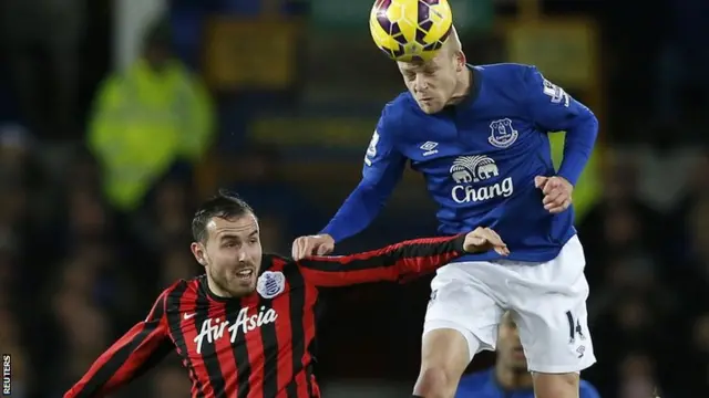 Steven Naismith heads the ball