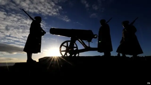 The Commemoration Society 18th Battalion Durham Light Infantry at the plaque in Hartlepool