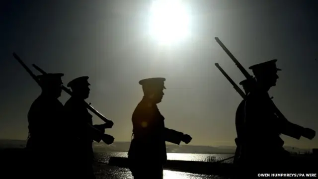 The Commemoration Society 18th Battalion Durham Light Infantry at the plaque in Hartlepool