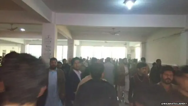 People outside blood bank in Peshawar