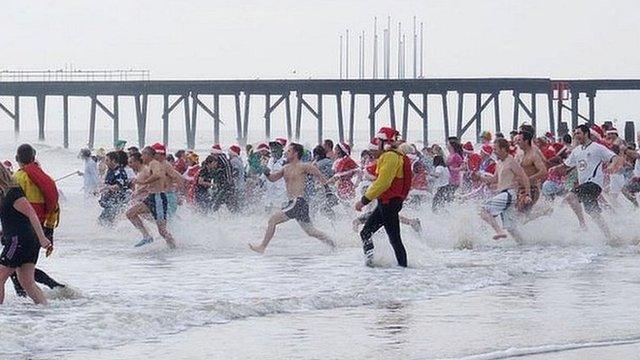 Christmas Day swim at Lowestoft