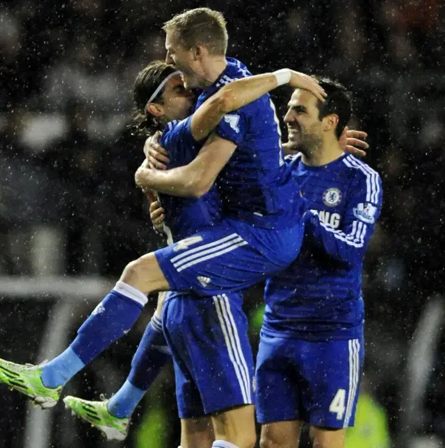 Andre Schurrle, Filipe Luis and Cesc Fabregas