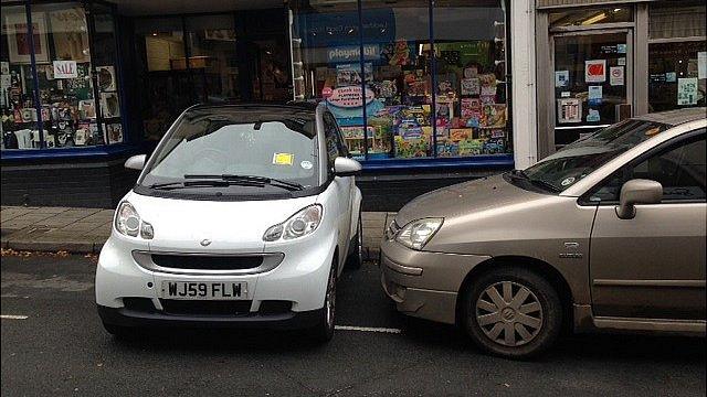 Smart car parked in Stroud, Gloucestershire