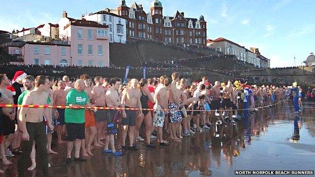 Swimmers get ready for the Cromer Dip 2012